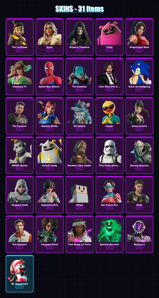 [PC/XBOX/PSN] | The Voidblade | Dylan | Emperor Palpatine | Yeddy | Dragonheart Demi | 31 skin | 39 pickaxe | 23 emote | 27 glider | Lv218 — Game account