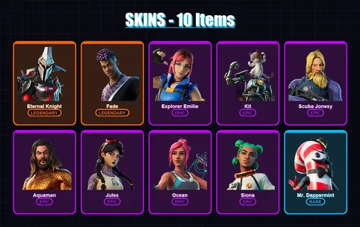 [PC/XBOX/PSN] | Eternal Knight | Fade | Explorer Emilie | Kit | Scuba Jonesy | 10 skin | 15 pickaxe | 19 emote | 19 glider | Lv265 — Game account