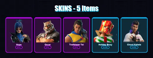 [PC/PSN] | Hope | Oscar | Trailblazer Tai | Holiday Boxy | Chord Kahele | 5 skin | 8 pickaxe | 5 emote | 8 glider | Lv65