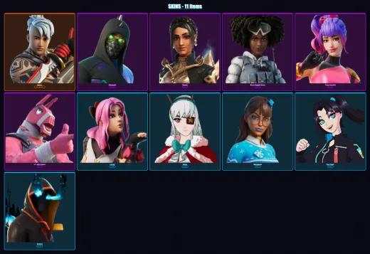 [PC/XBOX/PSN] | Ronin | Aftermath | Shanta | Snow Stealth Slone | Tracy Trouble | 11 skin | 12 pickaxe | 11 emote | 8 glider | Lv51