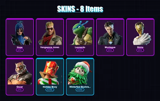 [PC/XBOX/PSN] | Hope | Vengeance Jones | Leonardo | Montague | Nisha | 8 skin | 7 pickaxe | 3 emote | 6 glider | Lv65 — Game account