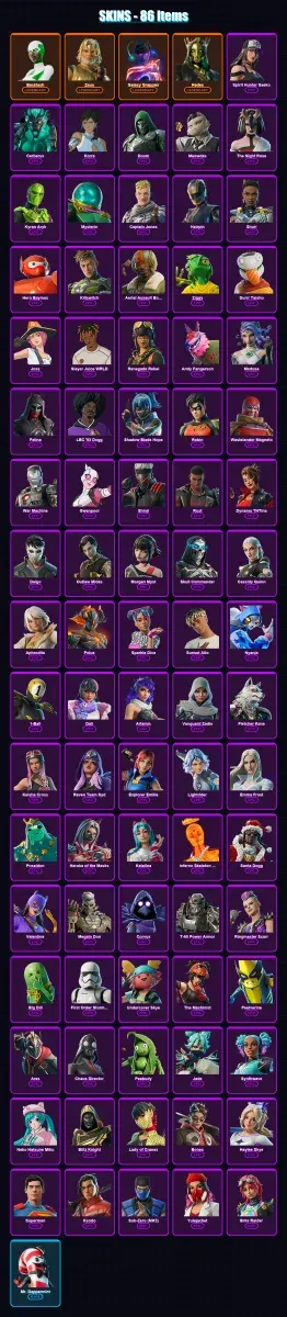 [PS4/PS5/PC] | Backlash | Zeus | Galaxy Grappler | Hades | Spirit Hunter Saeko | 86 skin | 123 pickaxe | 77 emote | 86 glider | Lv1469 — Game account