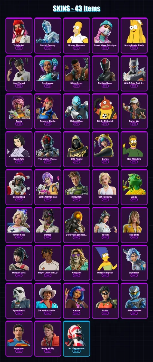 [PC/PSN] | Yulejacket | Glacial Dummy | Homer Simpson | 43 skin | Lv1053