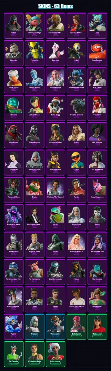 [PS4/PS5/XBOX/PC] | Felina | Undercover Skye | Aerial Assault Bomber | Dynamo TNTina | Jade | 63 skin | 140 pickaxe | 74 emote | 82 glider | Lv3232 — Game account