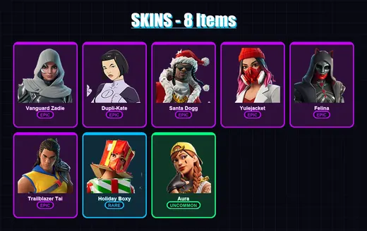 [PS4/PS5/XBOX/PC] | Vanguard Zadie | Dupli-Kate | Santa Dogg | Yulejacket | Felina | 8 skin | 59 pickaxe | 28 emote | 44 glider | Lv1206 — Game account