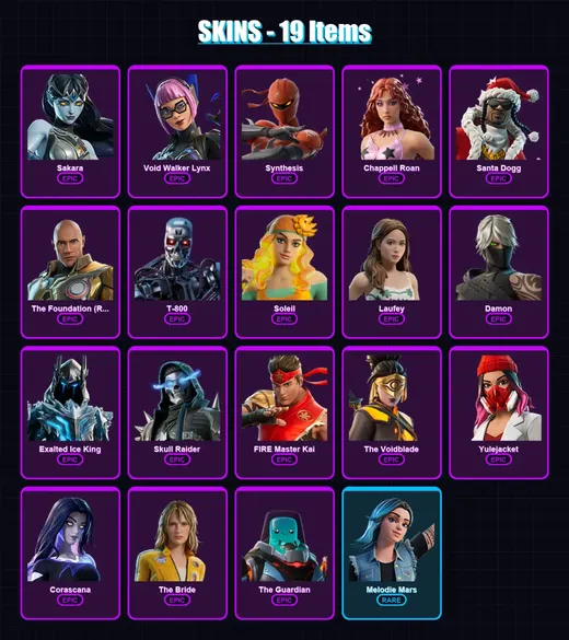 [PC/XBOX/PSN] | Sakara | Void Walker Lynx | Synthesis | Chappell Roan | Santa Dogg | 19 skin | 25 pickaxe | 4 emote | 12 glider | Lv122 — Game account