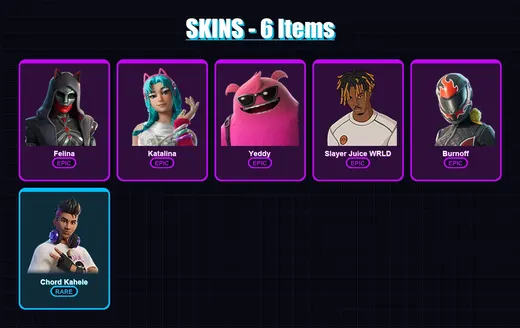[PC/XBOX/PSN] | Felina | Katalina | Yeddy | Slayer Juice WRLD | Burnoff | 6 skin | 31 pickaxe | 13 emote | 20 glider | Lv265