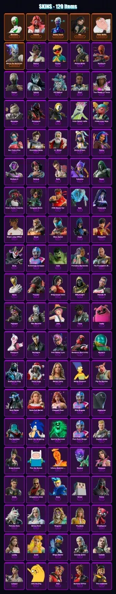 [PC/PSN] | Backlash | Valeria | Galaxy Scout | Era | Peter Griffin | 120 skin | 166 pickaxe | 141 emote | 117 glider | Lv1886 — Game account