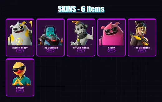 [PC/XBOX/PSN] | Kickoff Yeddy | The Guardian | GHOST Monks | Yeddy | The Voidblade | 6 skin | 8 pickaxe | 10 emote | 7 glider | Lv44 — Game account