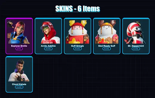 [PC/XBOX/PSN] | Explorer Emilie | Arctic Adeline | Guff Gringle | Sled Ready Guff | Mr. Dappermint | 6 skin | 3 pickaxe | 2 emote | 3 glider | Lv15 — Game account