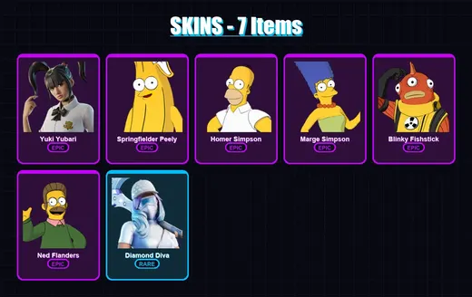 [PS4/PS5/XBOX/PC] | Yuki Yubari | Springfielder Peely | Homer Simpson | 7 skin | Lv117 — Game account