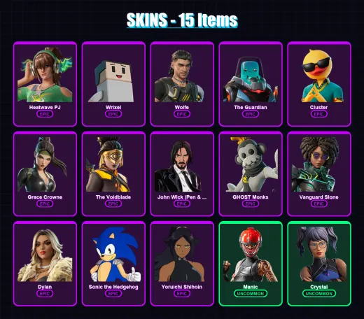 [PS4/PS5/XBOX/PC] | Heatwave PJ | Wrixel | Wolfe | The Guardian | Cluster | 15 skin | 23 pickaxe | 17 emote | 16 glider | Lv147