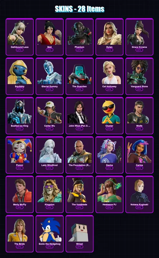 [PS4/PS5/XBOX/PC] | Oathbound Lexa | Mali | Phantom | Dylan | Grace Crowne | 28 skin | 51 pickaxe | 28 emote | 35 glider | Lv499 — Game account