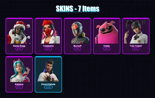 [PC/XBOX/PSN] | Santa Dogg | Yulejacket | Burnoff | Yeddy | Yuki Yubari | 7 skin | 29 pickaxe | 4 emote | 14 glider | Lv99