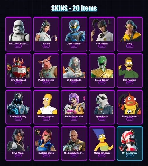 [PC/XBOX/PSN] | First Order Stormtrooper | Yoo-mi | UNSC Spartan | Yuki Yubari | Polly | 20 skin | 32 pickaxe | 19 emote | 21 glider | Lv239 — Game account