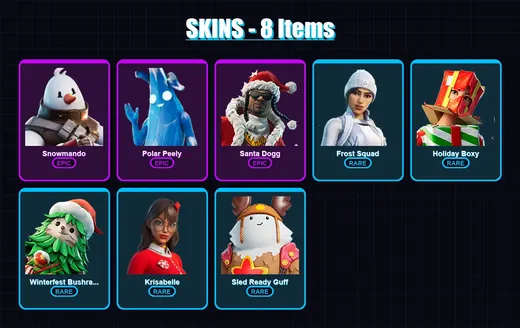 [PS4/PS5/PC] | Snowmando | Polar Peely | Santa Dogg | Frost Squad | Holiday Boxy | 8 skin | 60 pickaxe | 35 emote | 56 glider | Lv808 — Game account
