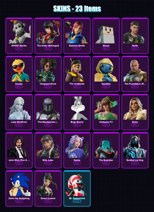 [PC/PSN] | GHOST Monks | The Order (Reforged) | Explorer Emilie | Wrixel | Wolfe | 23 skin | 31 pickaxe | 18 emote | 23 glider | Lv217