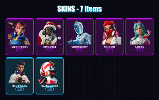 [PC/PSN] | Explorer Emilie | Santa Dogg | Glacial Dummy | Yulejacket | Katalina | 7 skin | 31 pickaxe | 9 emote | 16 glider | Lv149 — Game account