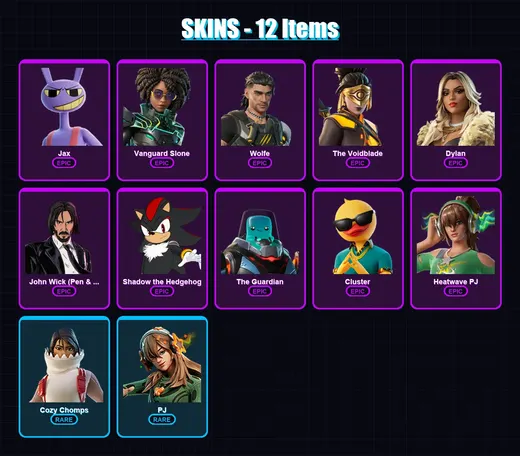 [PC/PSN] | Jax | Vanguard Slone | Wolfe | The Voidblade | Dylan | 12 skin | 36 pickaxe | 25 emote | 29 glider | Lv328