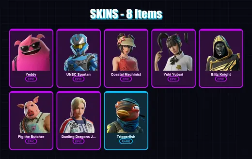 [PC/PSN] | Yeddy | UNSC Spartan | Coastal Machinist | Yuki Yubari | Blitz Knight | 8 skin | 48 pickaxe | 21 emote | 28 glider | Lv740