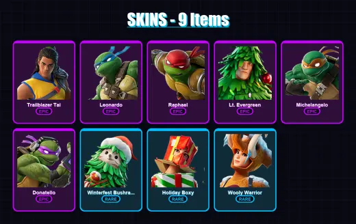 [PC/XBOX/PSN] | Trailblazer Tai | Leonardo | Raphael | Lt. Evergreen | Michelangelo | 9 skin | 17 pickaxe | 13 emote | 17 glider | Lv247