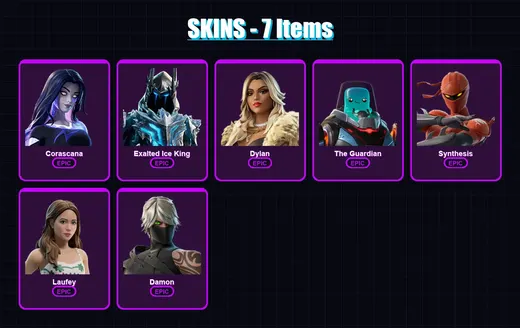 [PC/PSN] | Corascana | Exalted Ice King | Dylan | The Guardian | Synthesis | 7 skin | 12 pickaxe | 2 emote | 7 glider | Lv34 — Game account