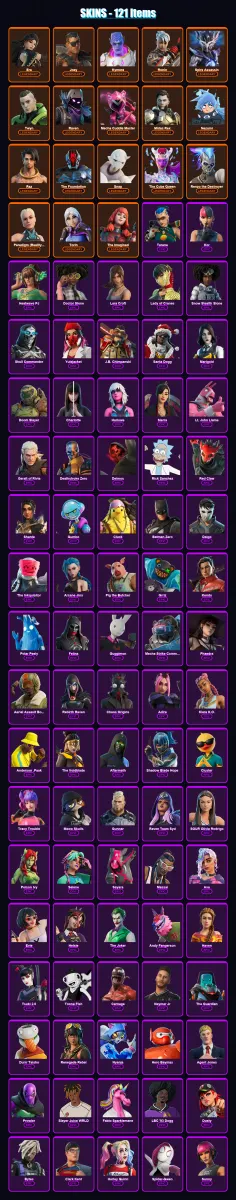 [PC/XBOX/PSN] | Era | Joey | Kymera | Ronin | Spire Assassin | 121 skin | 152 pickaxe | 90 emote | 112 glider | Lv1448