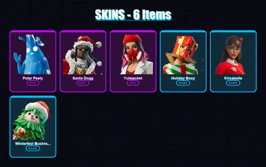 [PS4/PS5/XBOX/PC] | Polar Peely | Santa Dogg | Yulejacket | Holiday Boxy | Krisabelle | 6 skin | 16 pickaxe | 10 emote | 13 glider | Lv121