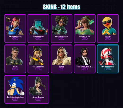 [PC/XBOX/PSN] | Explorer Emilie | The Guardian | Vanguard Slone | Heatwave PJ | Cluster | 12 skin | 20 pickaxe | 13 emote | 17 glider | Lv271
