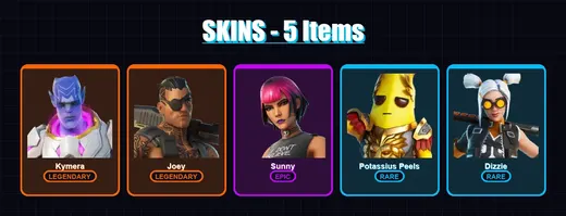 [PC/XBOX] | Kymera | Joey | Sunny | Potassius Peels | Dizzie | 5 skin | 5 pickaxe | 5 emote | 5 glider | Lv56 — Game account