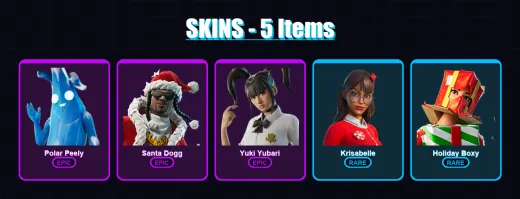 [PC/XBOX/PSN] | Polar Peely | Santa Dogg | Yuki Yubari | Krisabelle | Holiday Boxy | 5 skin | 15 pickaxe | 7 emote | 8 glider | Lv89 — Game account