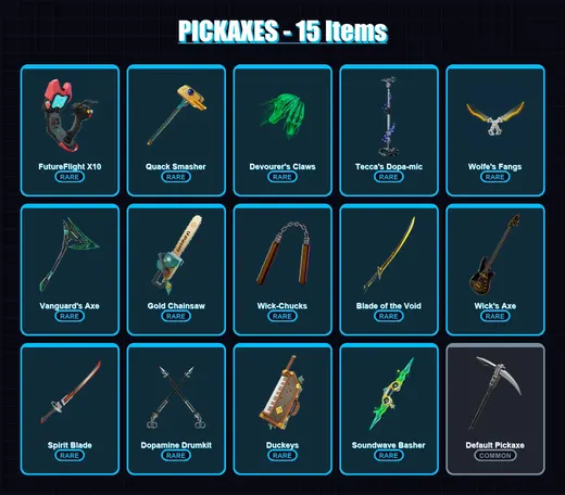 [PC/XBOX/PSN] | Blaze | Vanguard Slone | The Voidblade | Wolfe | The Guardian | 9 skin | 15 pickaxe | 12 emote | 11 glider | Lv117