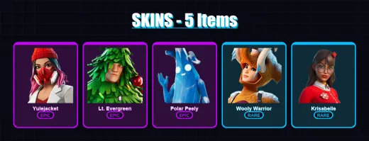 [PC/PSN] | Yulejacket | Lt. Evergreen | Polar Peely | Wooly Warrior | Krisabelle | 5 skin | 20 pickaxe | 18 emote | 18 glider | Lv350
