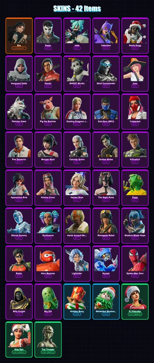 [PS4/PS5/XBOX/PC] | Era | Daigo | Jade | Valentina | Santa Dogg | 42 skin | 93 pickaxe | 59 emote | 71 glider | Lv968 — Game account