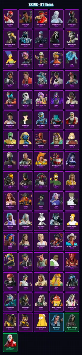 [PC/XBOX/PSN] | Red Ranger | Miles Cross | FIRE Master Kai | Lady Windfrost | Redline Racer | 81 skin | 116 pickaxe | 99 emote | 56 glider | Lv1124