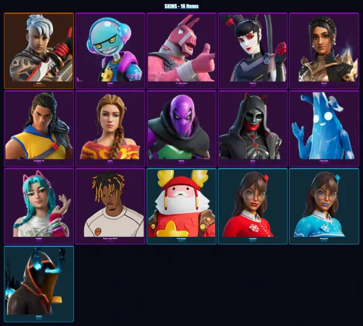 [PC/XBOX/PSN] | Ronin | Gumbo | Lt. John Llama | Tsuki 2.0 | Shanta | 16 skin | 40 pickaxe | 19 emote | 34 glider | Lv410
