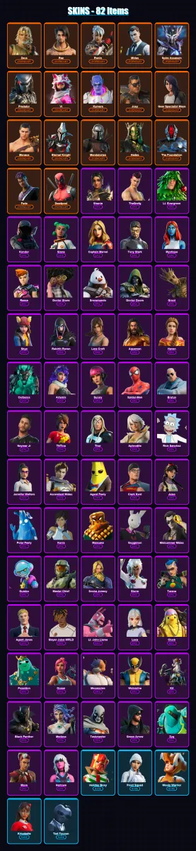 [PC/PSN] | Zeus | Raz | Ronin | Midas | Spire Assassin | 82 skin | 123 pickaxe | 81 emote | 111 glider | Lv1940