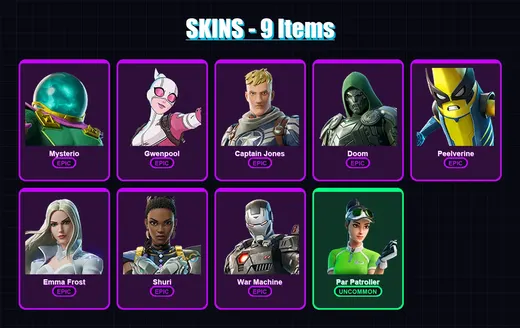 [PC/XBOX/PSN] | Mysterio | Gwenpool | Captain Jones | Doom | Peelverine | 9 skin | 16 pickaxe | 12 emote | 11 glider | Lv224 — Game account