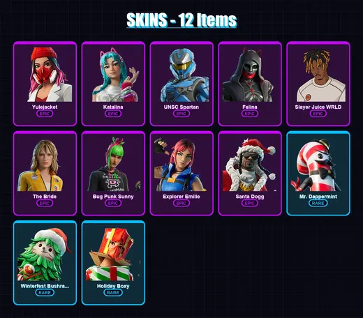 [PC/PSN] | Yulejacket | Katalina | UNSC Spartan | Felina | Slayer Juice WRLD | 12 skin | 69 pickaxe | 21 emote | 40 glider | Lv826 — Game account
