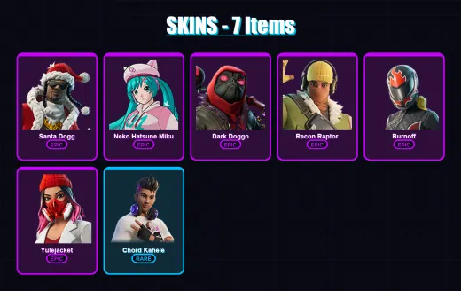 [PC/PSN] | Santa Dogg | Neko Hatsune Miku | Dark Doggo | Recon Raptor | Burnoff | 7 skin | 27 pickaxe | 11 emote | 13 glider | Lv128