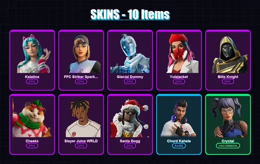 [PC/XBOX/PSN] | Katalina | FFC Striker Sparkplug | Glacial Dummy | Yulejacket | Blitz Knight | 10 skin | 67 pickaxe | 25 emote | 41 glider | Lv690 — Game account