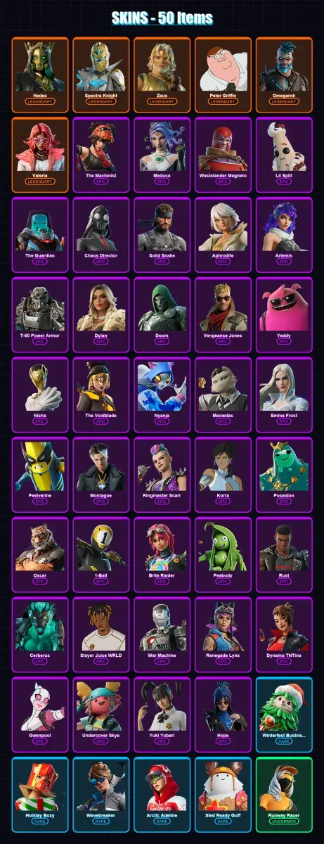 [PC/XBOX/PSN] | Hades | Spectra Knight | Zeus | Peter Griffin | Omegarok | 50 skin | 81 pickaxe | 52 emote | 78 glider | Lv846 — Game account