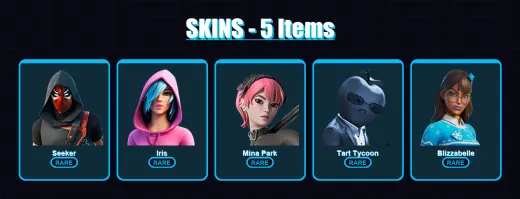 [PC/XBOX/PSN] | Seeker | Iris | Mina Park | Tart Tycoon | Blizzabelle | 5 skin | 11 pickaxe | 8 emote | 9 glider | Lv180