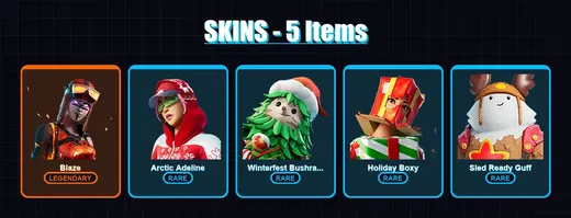 [PC/XBOX] | Blaze | Arctic Adeline | Winterfest Bushranger | Holiday Boxy | Sled Ready Guff | 5 skin | 13 pickaxe | 9 emote | 17 glider | Lv171