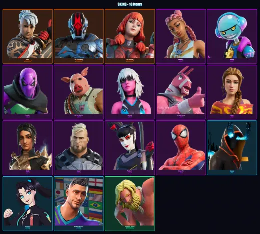 [PS4/PS5/XBOX/PC] | Ronin | The Foundation | The Imagined | Kiara K.O. | Gumbo | 18 skin | 33 pickaxe | 19 emote | 28 glider | Lv409