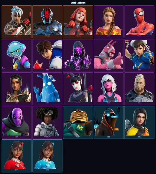 [PC/XBOX/PSN] | Ronin | The Foundation | The Imagined | Haven | Spider-Man | 22 skin | 26 pickaxe | 29 emote | 27 glider | Lv275