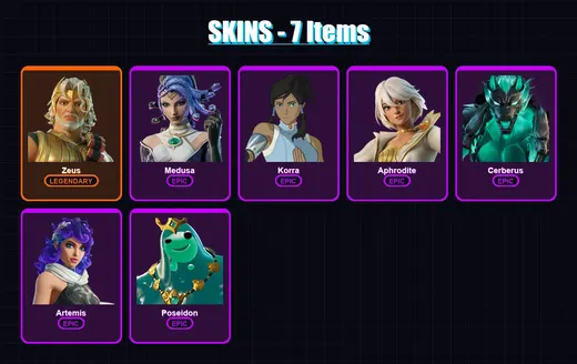 [PC/XBOX/PSN] | Zeus | Medusa | Korra | Aphrodite | Cerberus | 7 skin | 10 pickaxe | 11 emote | 11 glider | Lv119
