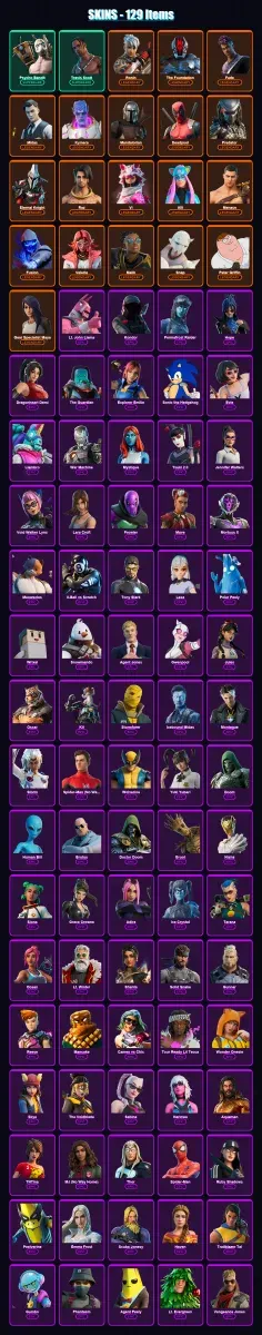 [PC/PSN] | Psycho Bandit | Travis Scott | Ronin | The Foundation | Fade | 129 skin | 135 pickaxe | 108 emote | 113 glider | Lv1904