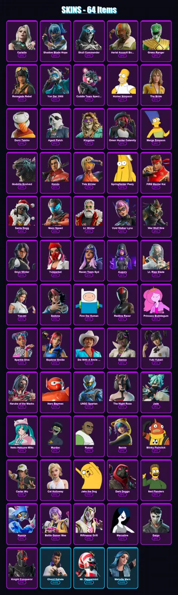 [PC/PSN] | Carletta | Shadow Blade Hope | Skull Commander | Aerial Assault Bomber | Green Ranger | 64 skin | 89 pickaxe | 63 emote | 47 glider | Lv6 — Game account