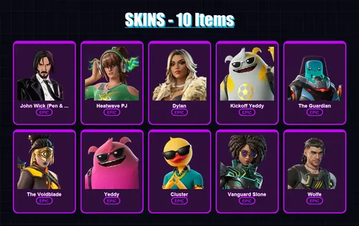 [PC/XBOX] | John Wick (Pen & Ink) | Heatwave PJ | Dylan | Kickoff Yeddy | The Guardian | 10 skin | 24 pickaxe | 13 emote | 17 glider | Lv213 — Game account